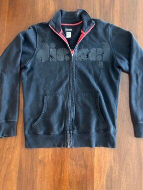 Vintage Men's Diesel Zip-up Hoodie - Black, Men's Size Large